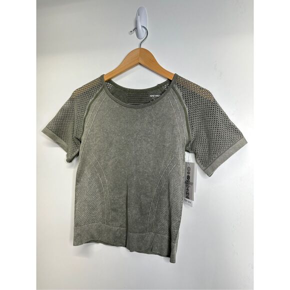 Nine West Active Wear Womens Short Sleeve Top Green Breathable Size S/M NWT - Picture 6 of 7